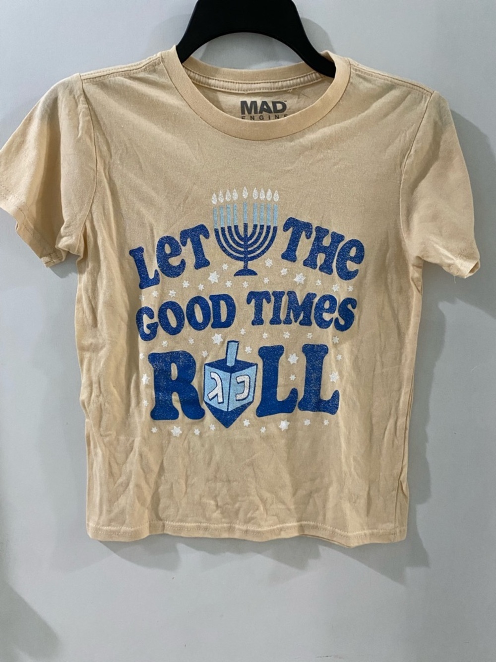 Mad Engine Kids 'Let The Good Times Roll' Hanukkah Tee, size medium